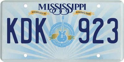 MS license plate KDK923