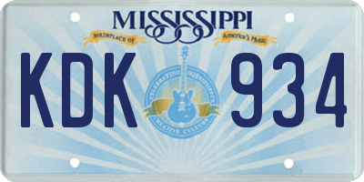 MS license plate KDK934