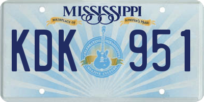 MS license plate KDK951