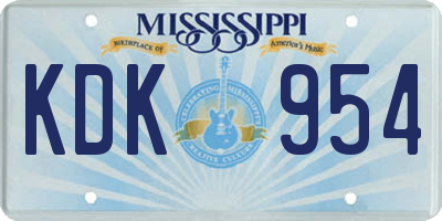 MS license plate KDK954