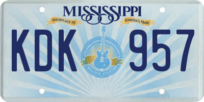 MS license plate KDK957