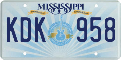 MS license plate KDK958