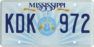 MS license plate KDK972