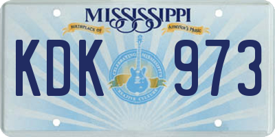 MS license plate KDK973