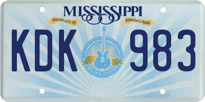 MS license plate KDK983