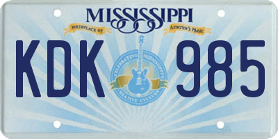 MS license plate KDK985