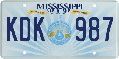 MS license plate KDK987
