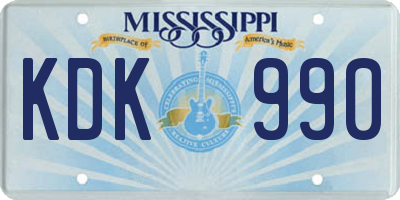 MS license plate KDK990