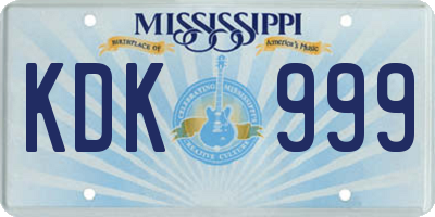MS license plate KDK999