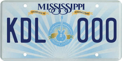 MS license plate KDL000