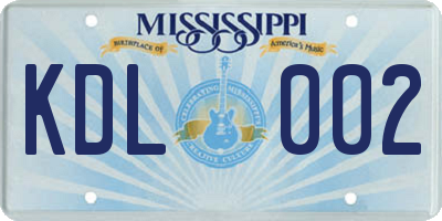 MS license plate KDL002