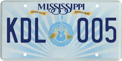 MS license plate KDL005
