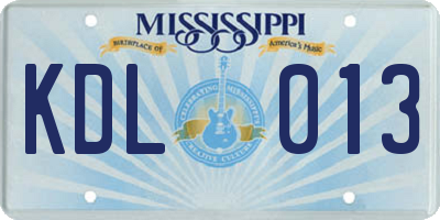 MS license plate KDL013