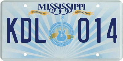 MS license plate KDL014