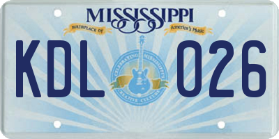 MS license plate KDL026