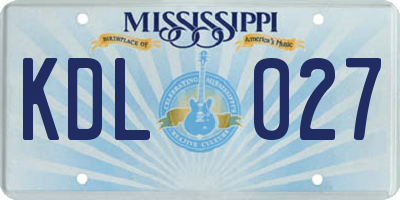 MS license plate KDL027