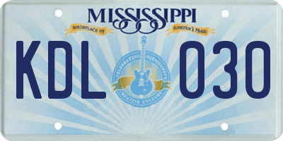 MS license plate KDL030