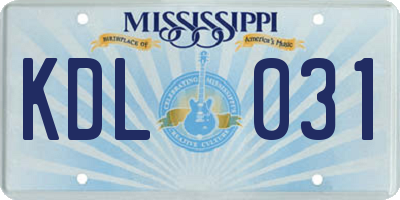 MS license plate KDL031