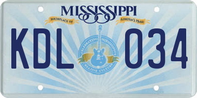 MS license plate KDL034
