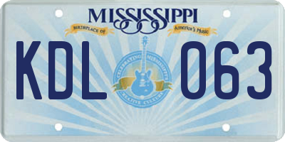 MS license plate KDL063