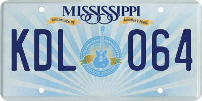 MS license plate KDL064
