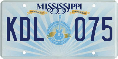 MS license plate KDL075