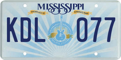 MS license plate KDL077