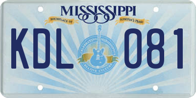 MS license plate KDL081