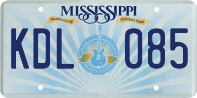 MS license plate KDL085