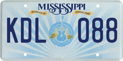 MS license plate KDL088