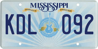 MS license plate KDL092