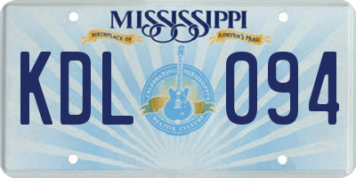 MS license plate KDL094