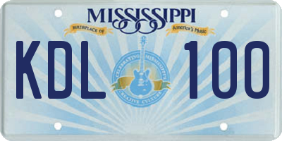 MS license plate KDL100
