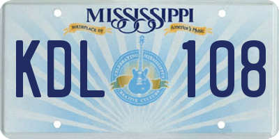 MS license plate KDL108