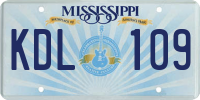 MS license plate KDL109
