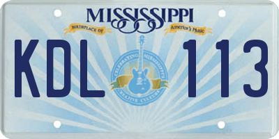 MS license plate KDL113