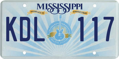 MS license plate KDL117