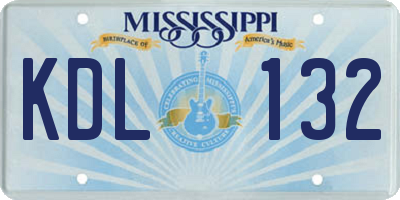 MS license plate KDL132