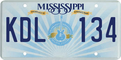 MS license plate KDL134