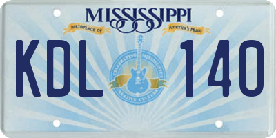 MS license plate KDL140