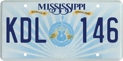 MS license plate KDL146