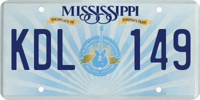 MS license plate KDL149