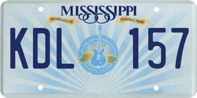 MS license plate KDL157