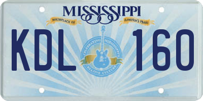 MS license plate KDL160