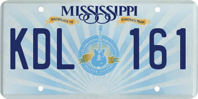 MS license plate KDL161