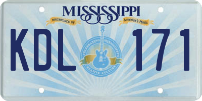 MS license plate KDL171