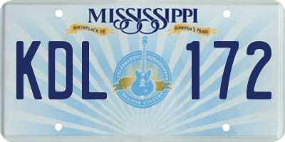 MS license plate KDL172