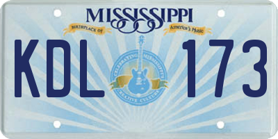 MS license plate KDL173
