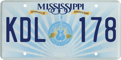 MS license plate KDL178