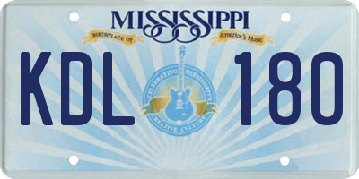 MS license plate KDL180